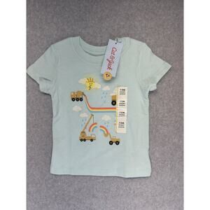 Cat & Jack Baby Rainbow Truck Construction Graphic T-Shirt Light Mint Size 12M